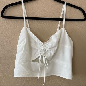 Abercrombie & Fitch white cutout crop top